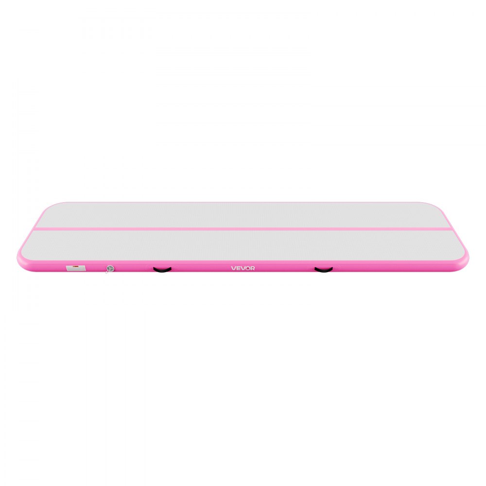 VEVOR Opblaasbare gymnastiekmat 400x100x10 cm Airtrack gymnastiekmat voor training, wedstrijdsporten en yoga, met antislipoppervlak, 600W elektrische luchtpomp, reparatiepatch, mondstukken en tas, roze