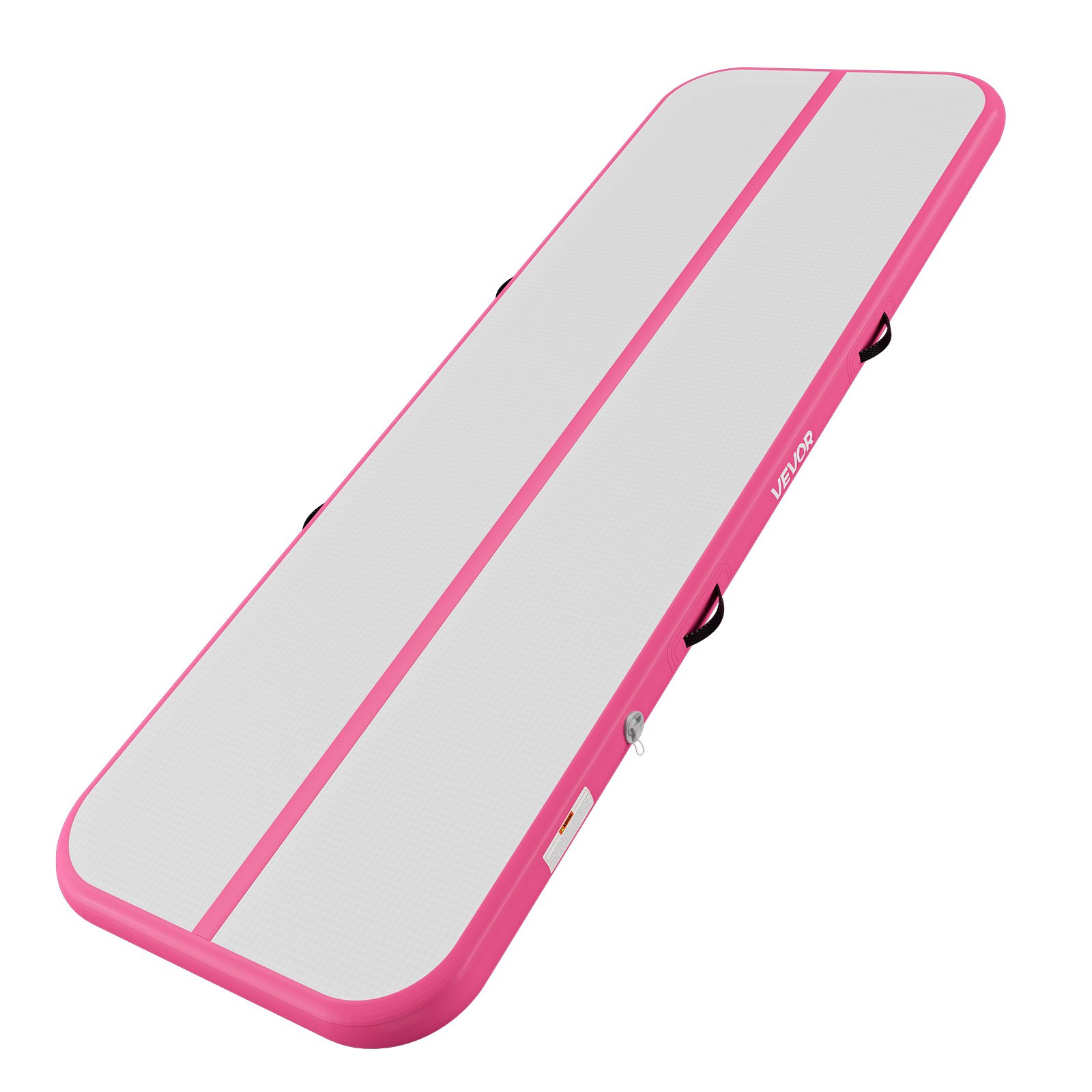 VEVOR Opblaasbare gymnastiekmatset 3 x 1 m gymnastiekmat met rol, roze, voor gym, buiten en yoga, 3,2 psi, versterkte naden, handgrepen, met 600W elektrische luchtpomp en opbergtas