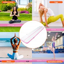 VEVOR Gymnastics Air Mat Inflatable Gymnastics Tumbling Mat, Tumbling Track with Electric Pump, 498 x 101 x 10 cm Training Mats for Home Use/Gym/Yoga/Cheerleading Pink