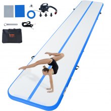 VEVOR Gymnastics Air Mat Inflatable Gymnastics Tumbling Mat, Tumbling Track with Electric Pump, 598 x 101 x 10 cm Training Mats for Home Use/Gym/Yoga/Cheerleading Blue
