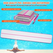 VEVOR Gymnastics Air Mat Inflatable Gymnastics Tumbling Mat, Tumbling Track with Electric Pump, 598 x 101 x 10 cm Training Mats for Home Use/Gym/Yoga/Cheerleading Pink