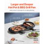 VEVOR Hot Pot with Grill, 2200W 2-in-1 Electric Smokeless Grill and Hot Pot, Korean BBQ Shabu Shabu Hotpot with Separate Dual Temperature Control, Non-stick Pan, for 1-6 People Family Dinning