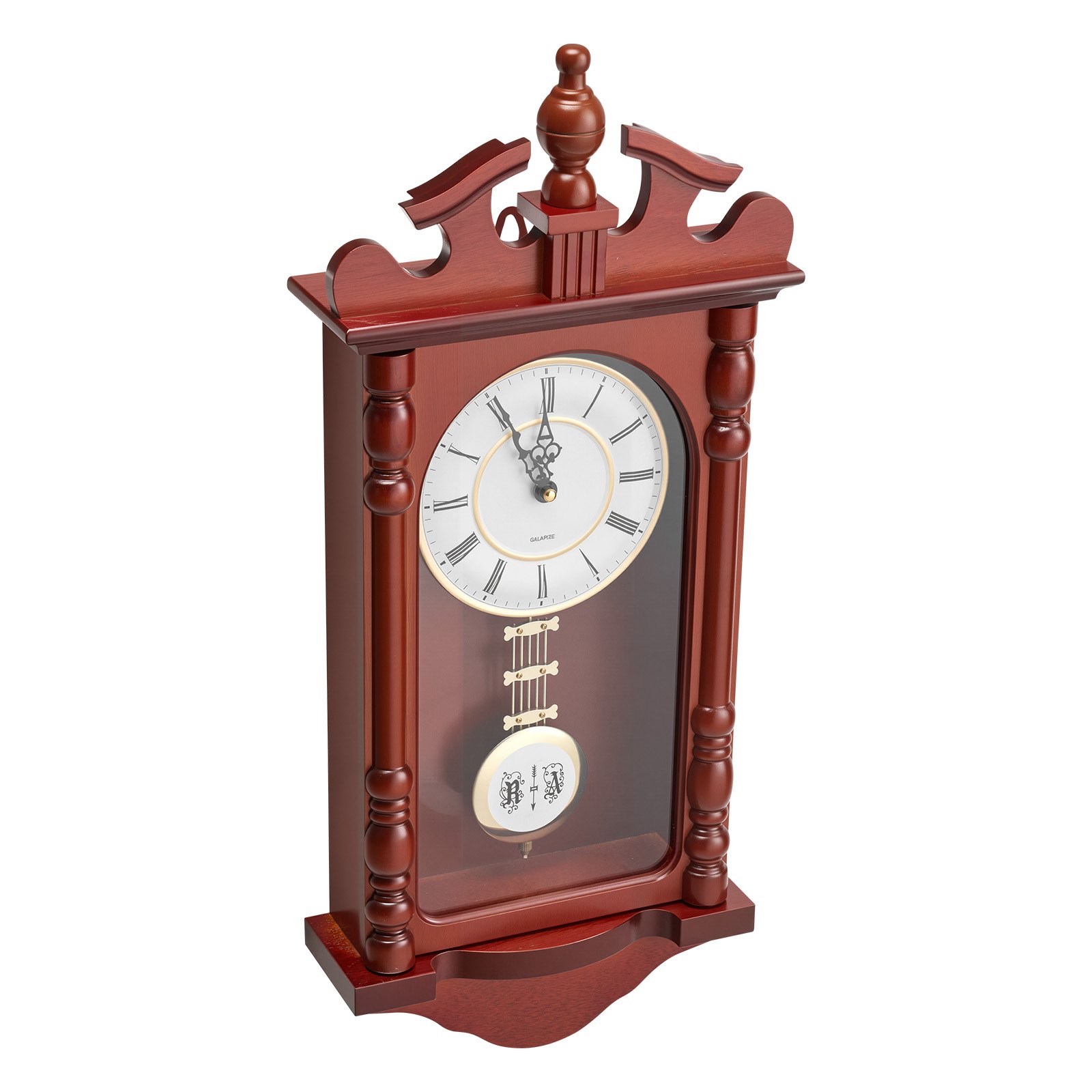 VEVOR Vintage Pendulum Clock, 600x260x95 mm, Klassieke wandklok van grenenhout en MDF met quartz-uurwerk, voor woonkamer, slaapkamer, huisdecoratie en cadeau (kersenafwerking)