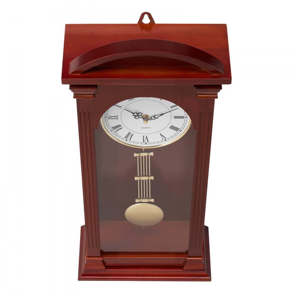 VEVOR Grandfather Clock, 26.7 in Classic Vintage Pendulum Clock, Pine Wood & MDF Wall Clocks with Quartz Movement and Quiet Design, for Living Room, Bedroom, Home Decor & Gift (Cherry Tone Finish)