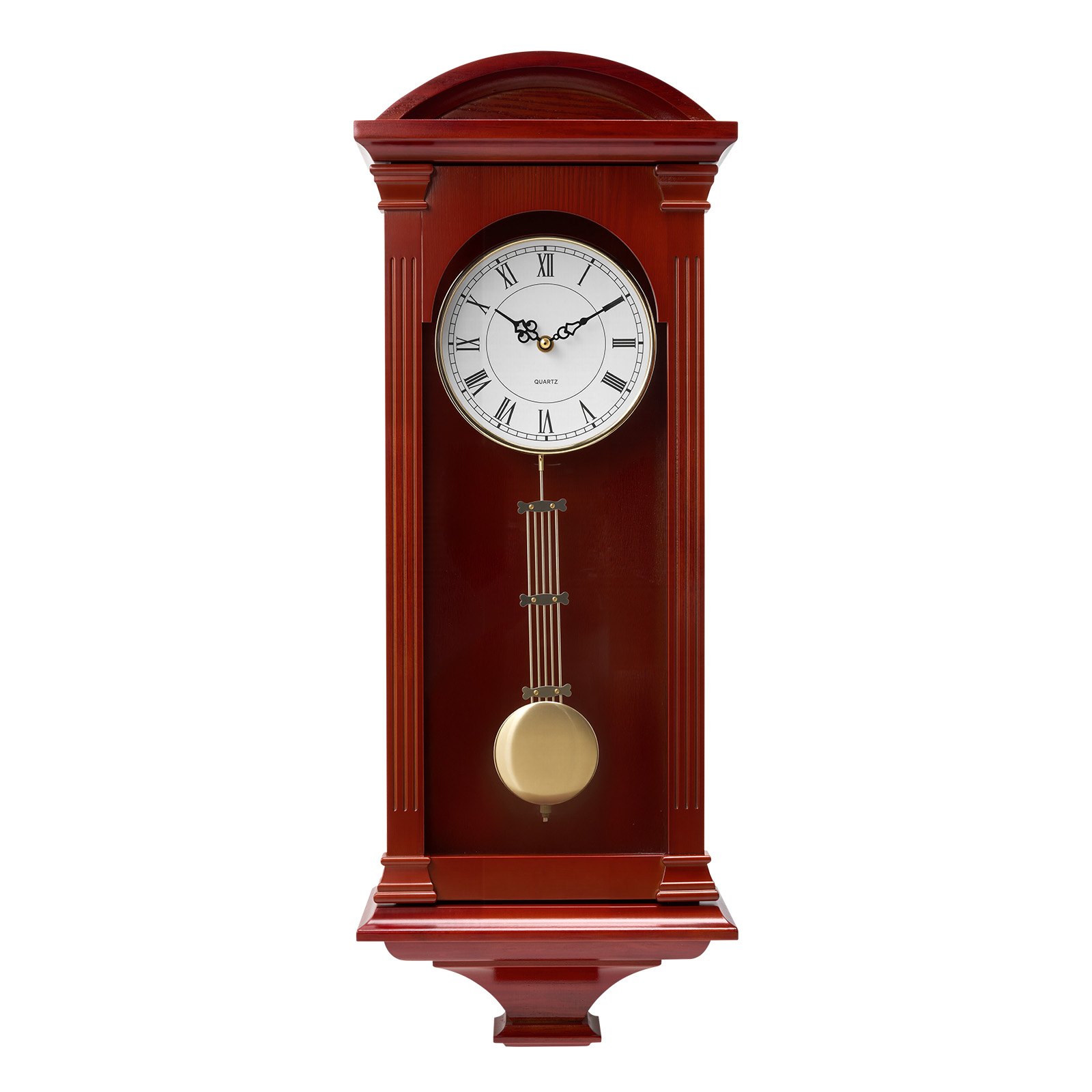 VEVOR Grandfather Clock, 26.7 in Classic Vintage Pendulum Clock, Pine Wood & MDF Wall Clocks with Quartz Movement and Quiet Design, for Living Room, Bedroom, Home Decor & Gift (Cherry Tone Finish)