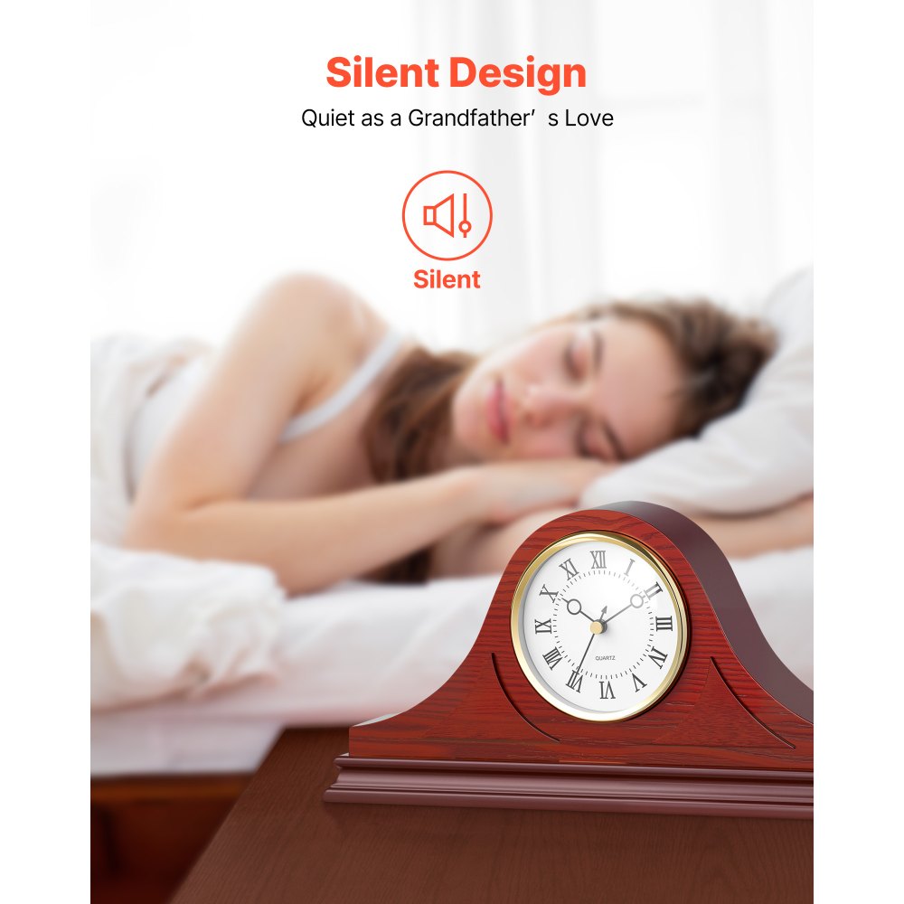 VEVOR Grandfather Clock, 6.4 in Classic Vintage Grandfather Clock, MDF Mantel Clocks with Built-In Quartz Movement and Quiet Design, for Living Room, Bedroom, Home Decor & Gift (Cherry Tone Finish)