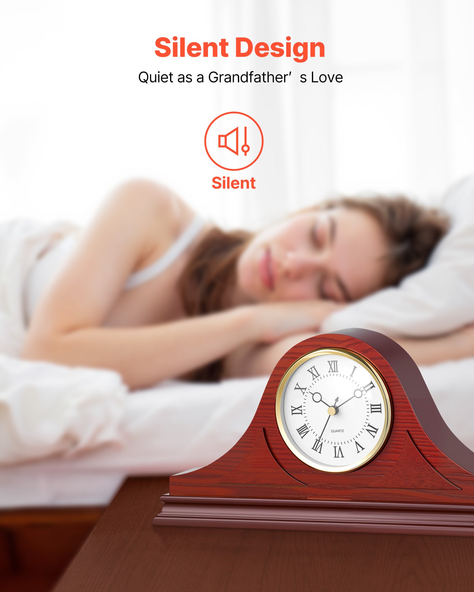 VEVOR Grandfather Clock, 6.4 in Classic Vintage Grandfather Clock, MDF Mantel Clocks with Built-In Quartz Movement and Quiet Design, for Living Room, Bedroom, Home Decor & Gift (Cherry Tone Finish)