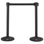 VEVOR people guidance system, barrier tape, barrier stand, 2 parts, 2 m x 48 mm, black retractable belt, PVC people guidance system, barrier post, suitable for airports, trade fairs, competition venues, etc.