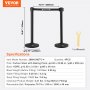 VEVOR people guidance system, barrier tape, barrier stand, 4 pieces, 2 m x 48 mm, black retractable belt, people guidance system, fillable barrier post, suitable for airports, trade fairs, competition venues