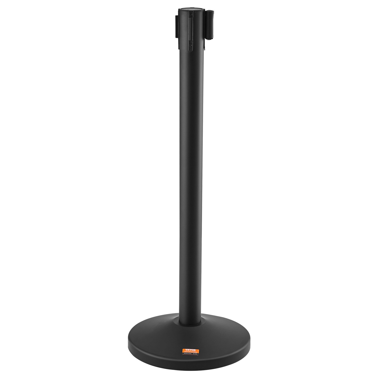 VEVOR people guidance system, barrier tape, barrier stand, 4 pieces, 2 m x 48 mm, black retractable belt, people guidance system, fillable barrier post, suitable for airports, trade fairs, competition venues