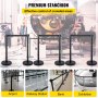 VEVOR 6PCS Black Belt Stanchion Queue Posts Stand Rope Retractable Crowd Barrier