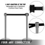 VEVOR Crowd Control Stanchion, 6-Pack Crowd Control Barrier, Carbon Steel Baking Painted Stanchion Queue Post with 3CS Retractable Belt & Fillable Base, Belt Barrier Line Divider, Easy Assembly
