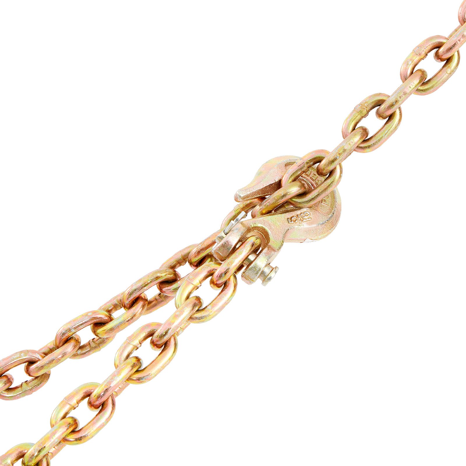 VEVOR Transport Binder Chain, 4900 lbs Working Load Limit, 5/16'' x 20' G80 Tow Chain Tie Down with Grab Hooks, DOT Certified, Galvanized Coating Manganese Steel for Dock Factory Construction Site