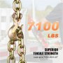 VEVOR Binder Chain G80 Tie Down Tow Chain with Two Hooks 3/8" x 10.3' 7100 lbs