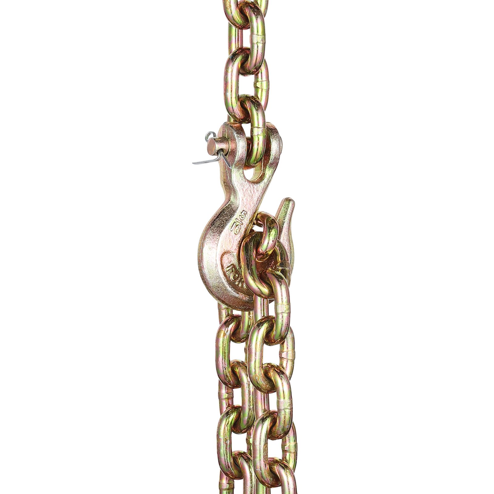 VEVOR G80 Transport Binder Chain, 5/16" x 10.3' Tow Chain with Clevis Grab Hooks, 4900 lbs Safe Working Load, Heavy Duty Trailer Logging Chain for Transporting Towing Truck Tie Down Binding Equipment