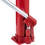 close-up van een rode VEVOR hydraulische lange ramkrik met zilveren handgreep.