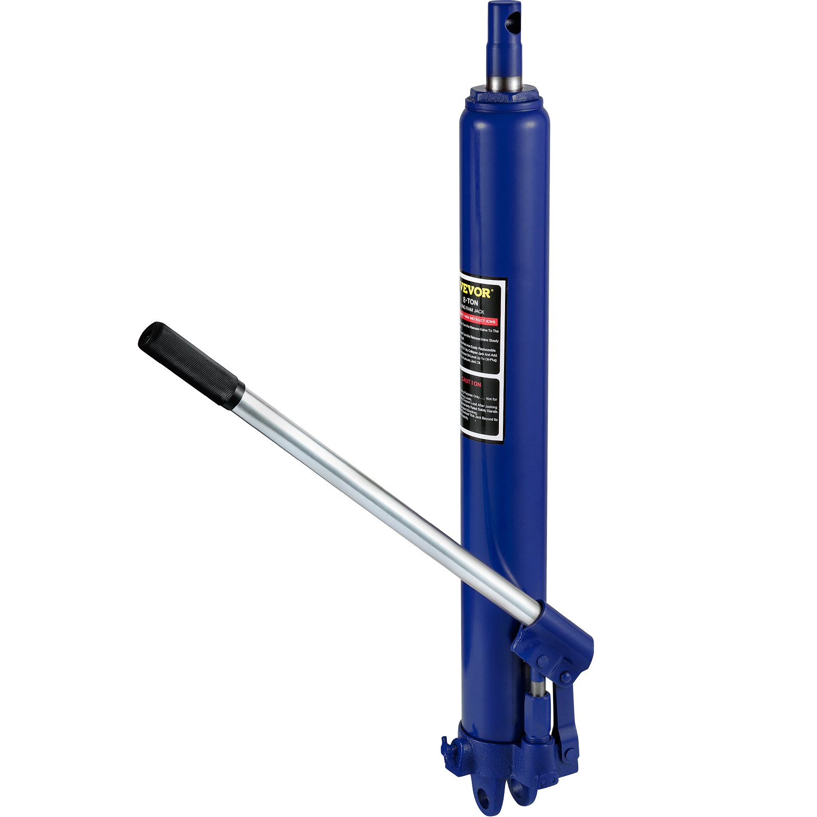 VEVOR hydraulische krik voor lange palen, capaciteit 8 ton, met enkelvoudige zuigerpomp en gaffelvoet, handmatige krik voor hoogwerkers met handgreep, voor garage-/werkplaatskranen, motortakel, blauw