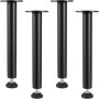 VEVOR Set van 4 tafelpoten, in hoogte verstelbare tafellopers, 406 mm hoog, 110 mm montageplaat, koolstofstaal, matzwart gepoedercoate tafelpoten met rubberen voetpad, draagvermogen van 544 kg