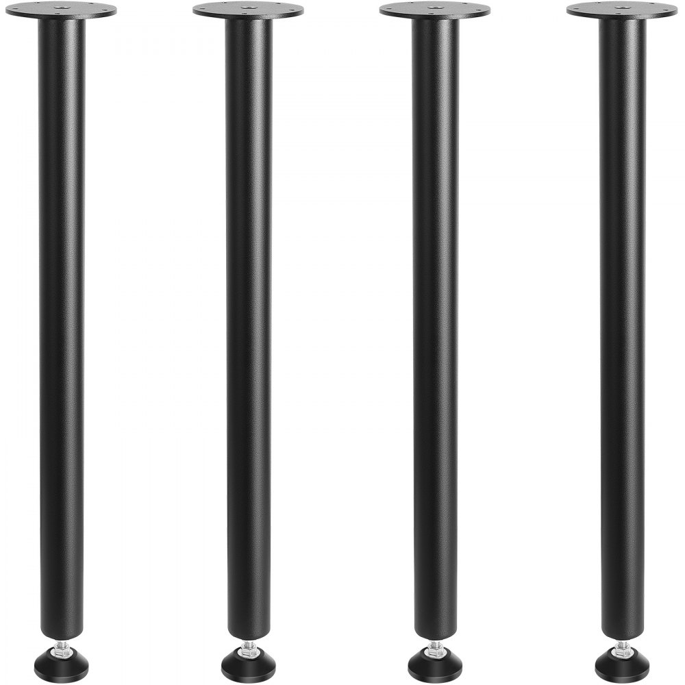 VEVOR 711.2MM Adjustable Desk Legs, Reinforced Steel Office Table Furniture legs Set of 4 for DIY, 544.3KG Load Capacity Heavy Duty Desk Legs, Quick Instalation Legs with Adjustable Foot Cup Black