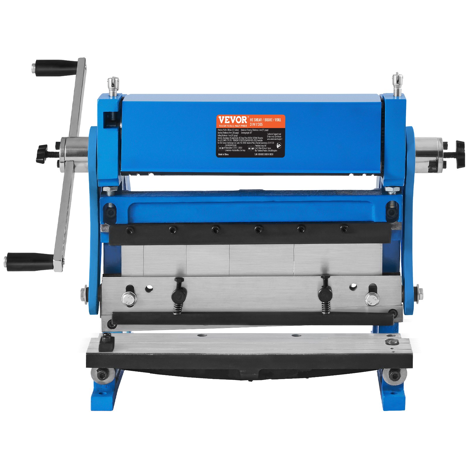 VEVOR Plaatwerk Buigmachine, 12-inch, 3-in-1 combinatie schaarrem en rolmachine, capaciteit van 20 gauge, schaarpersrem met maximale buighoek van 90°, schaar- en glijrolmachine voor het buigen en rollen van platen
