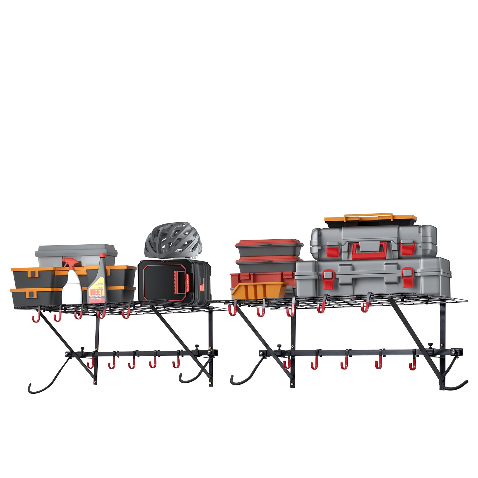 VEVOR Bike Storage Rack, 4 Bike Racks, Wall Mount Bike Storage Hanger with 2 Shelves, Home and Garage Organizer, Customizable for Various Bike Sizes, Adjustable Holder, Holds Up to 500 lbs, 63-inch