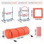 VEVOR Dog Agility Training Equipment, 5 PCS Combination Set with Adjustable High Hurdles,6 Weave Poles, Tunnel, Jump Ring, Pause Box, Whistle, Foldable Bowl, Puppy Obstacle Course Kit with 2 Bags