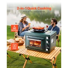VEVOR Outdoor Stove 2 in 1 Draagbare Gas Camping Kookplaat Oven Verstelbare Vuur