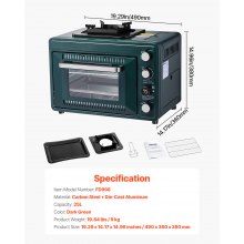 VEVOR Outdoor Stove 2 in 1 Draagbare Gas Camping Kookplaat Oven Verstelbare Vuur