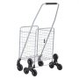 VEVOR Grocery Shopping Cart, 45L Stair Climbing Shopping Cart with 360° Rolling Swivel Wheels, Stair Climber Utility Cart with Tri-Wheels, Foldable Collapsible & Lightweight for Laundry Travel, Silver