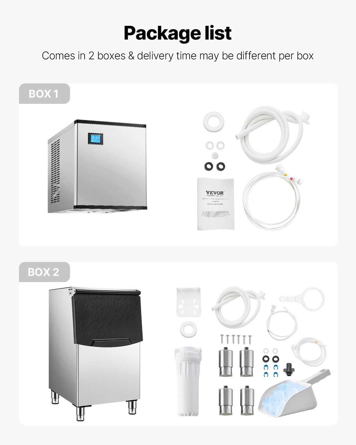 VEVOR Commercial Ice Maker Machine, 500LBS/24H Ice Making Machine with 250LBS Large Storage Bin, Auto Self-Cleaning Ice Maker Machine with Touchscreen for Bar Cafe Restaurant Business Commercial