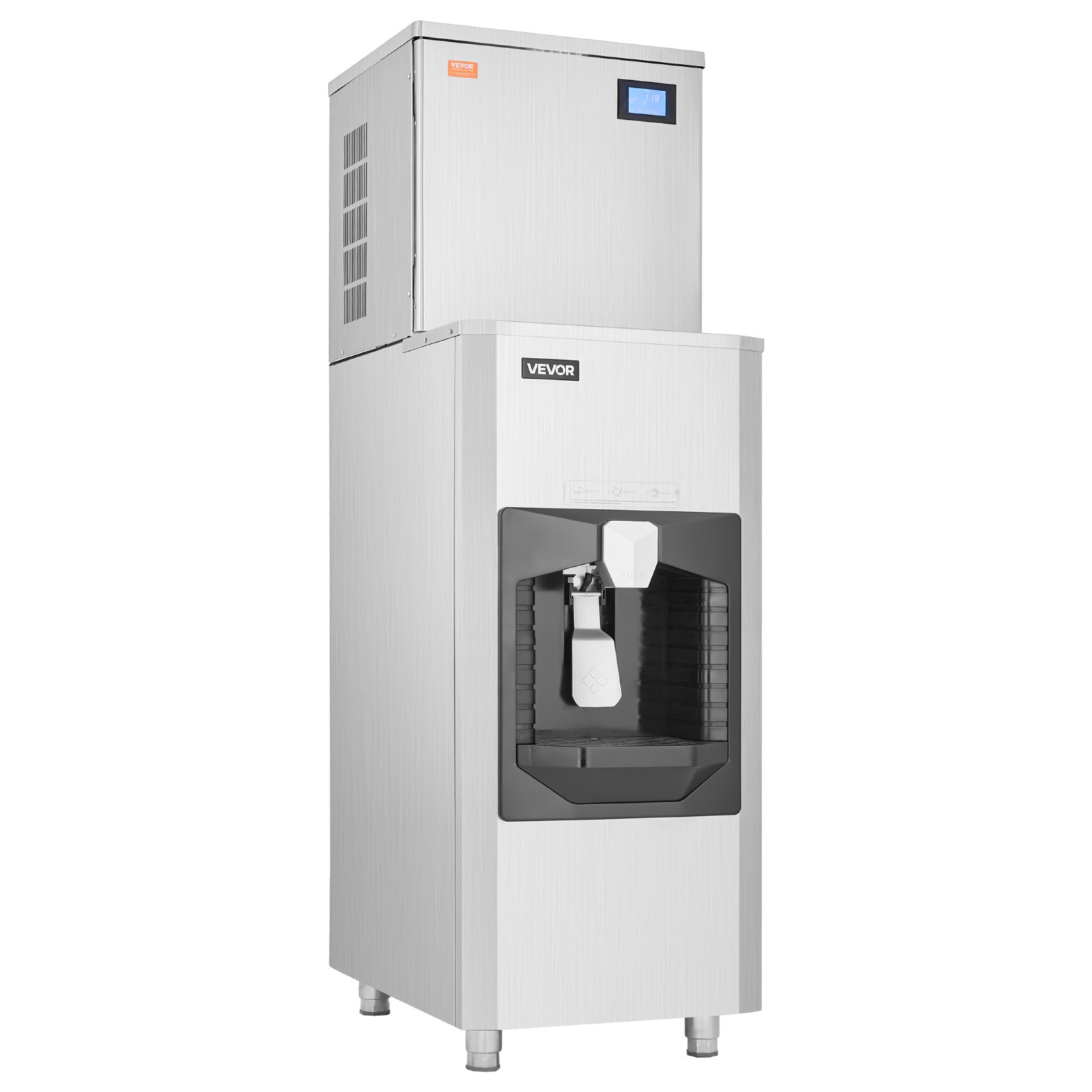 VEVOR Commerciële ijsmachine, 200 kg/dag, grote ijsbak van 80 kg en automatische ijsdispenser (9 kg/min), zelfreinigende ijsmachine met touchscreen voor bar, café, restaurant