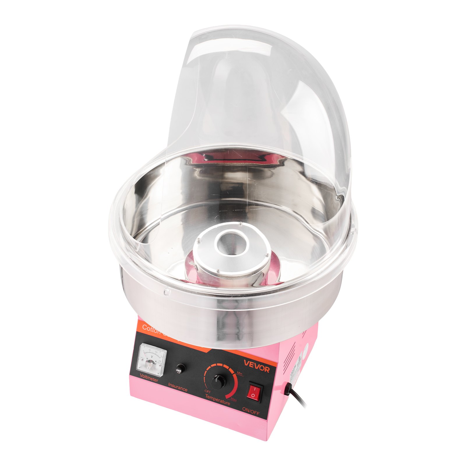 VEVOR Electric Cotton Candy Machine, 1000W Commercial Floss Maker With Cover, Commercial Cotton Candy Machine w/Stainless Steel Bowl & Sugar Scoop, Ideal for Carnival, Birthday, Family Party, Pink