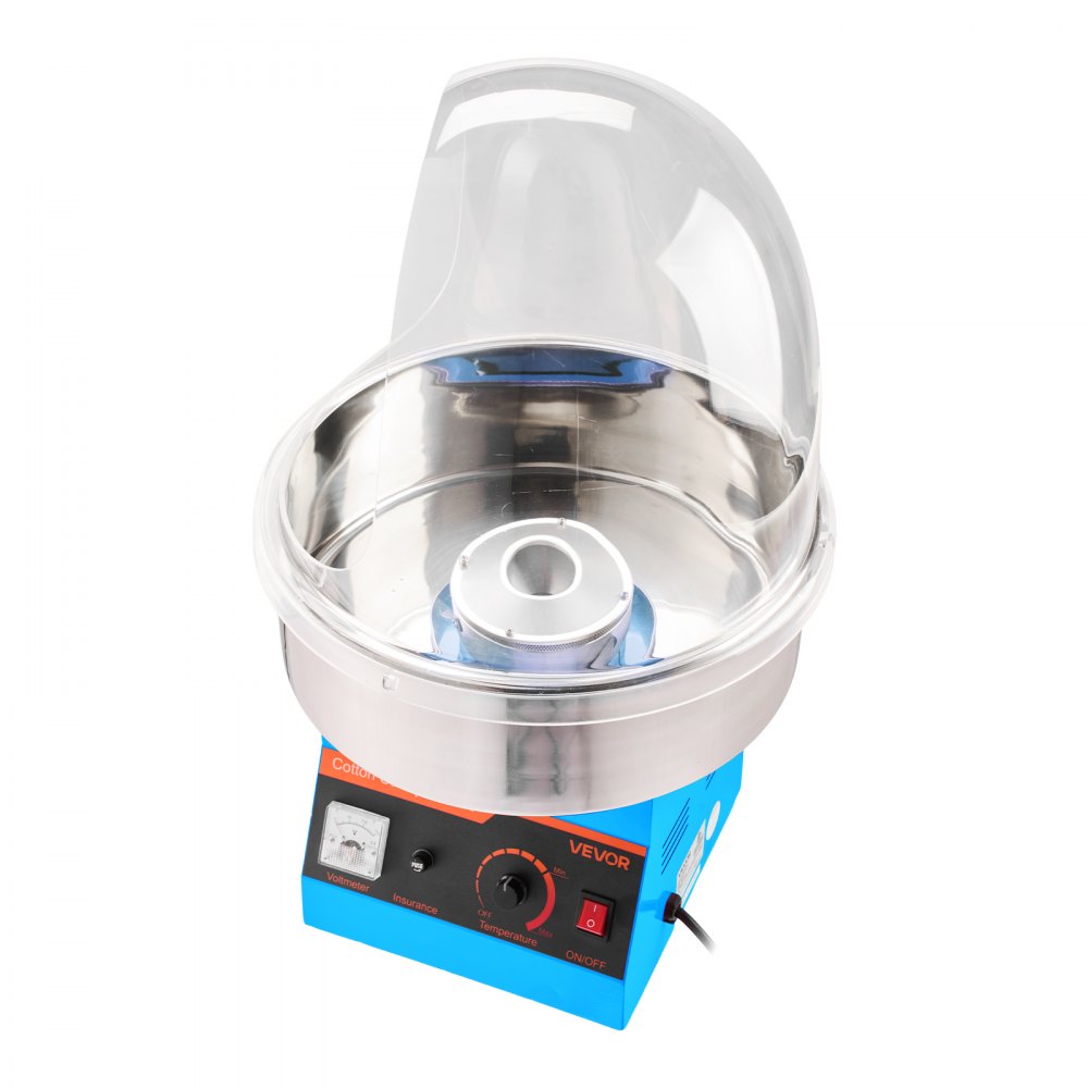 VEVOR Electric Cotton Candy Machine, 1000W Commercial Floss Maker With Cover, Commercial Cotton Candy Machine w/Stainless Steel Bowl & Sugar Scoop, Ideal for Carnival, Birthday, Family Party, Blue