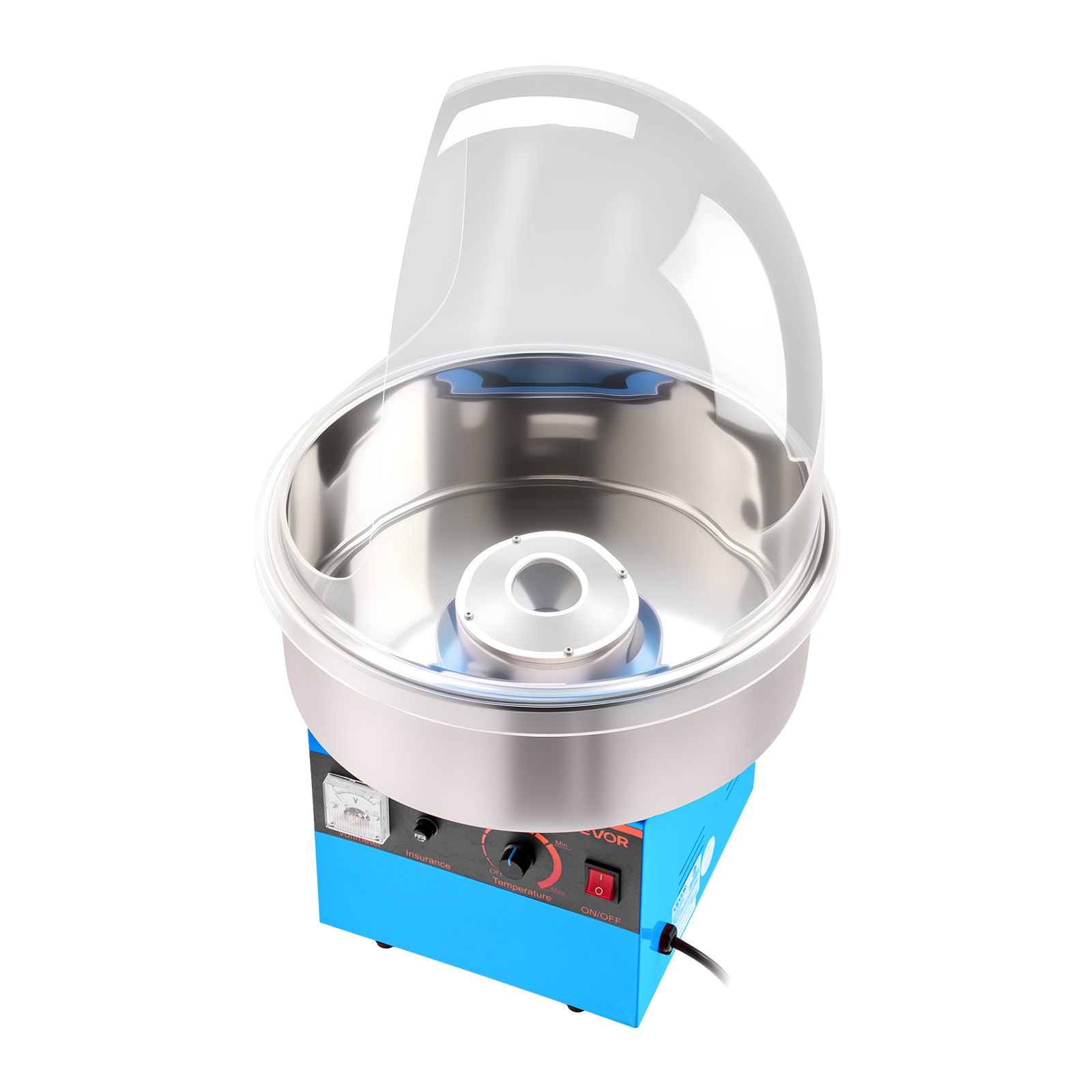 VEVOR elektrische suikerspinmachine 1000W, suikerspinmaker met deksel, roestvrijstalen kom en suikerlepel, ideaal voor carnaval, verjaardagen, familiefeesten, professionele suikerspinmachine, blauw