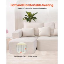 VEVOR Lounge Sofa Modulaire Bank L-vormige Modulaire Bank met Kussens Beige Bank 545kg