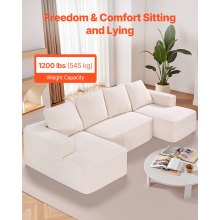 VEVOR Lounge Sofa Modulaire Sofa U-vormige Modulaire Sofa met Kussens Beige Bank 256cm