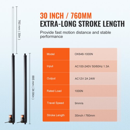 VEVOR 2 Delige Lineaire Actuatorset 760 Mm Hoge Snelheid Actuator Met 9 Mm S 12v 220lbs 1000n Voor Het Optillen Van Tv Tafel Bank Ip54 Bescherming Draadloze Afstandsbediening 1006309772 VEVOR 2 Delige Lineaire Actuatorset 760 Mm Hoge Snelheid Actuator Met 9 Mm S 12v 220lbs 1000n Voor Het Optillen Van Tv Tafel Bank Ip54 Bescherming Draadloze Afstandsbediening 1006309772