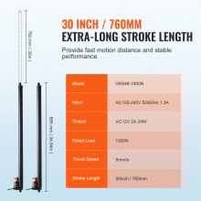 VEVOR 2pcs Linear Actuator Kit 760mm High Speed ​​Linear Actuator with 9mm/s 12V 220lbs/1000N Linear Actuator for Lifting TV/Table/Sofa IP54 Protection - Wireless Remote Control