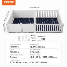 VEVOR werpbox puppy box puppy run dierenbox werpbox 237x123x46cm