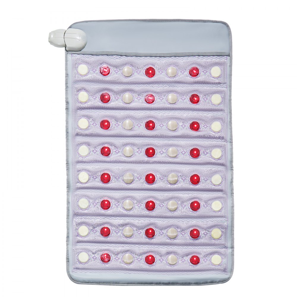 VEVOR Ver-infrarood verwarmingsgordel, verwarmingskussen van jade- en toermalijnsteen met 660 nm fotonenlicht en negatieve ionen, edelsteentherapiemat met timer van 0-720 min voor verlichting van rugpijn