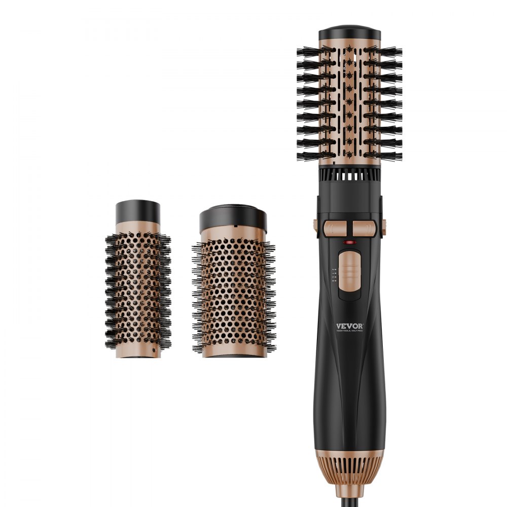 VEVOR Hot Air Brush, haarstyler, ionische hot air stylingborstelset met 3 keramische gecoate borstelkoppen (40/50/50 mm), 4-in-1 airstyler en volumizer, föhnborstel met 3 temperaturen voor het stijlen en krullen