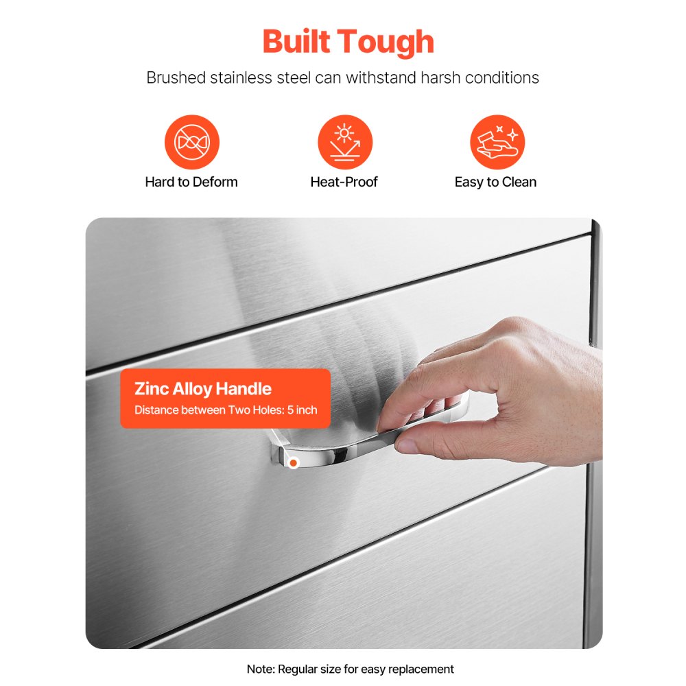 VEVOR Keukenladen Buitenladekast met Drievoudige Toegang Gemaakt van Roestvrij Staal, Ladeopslag voor Grill Eiland met Keukenrolhouder & Handvat, voor Grill Station