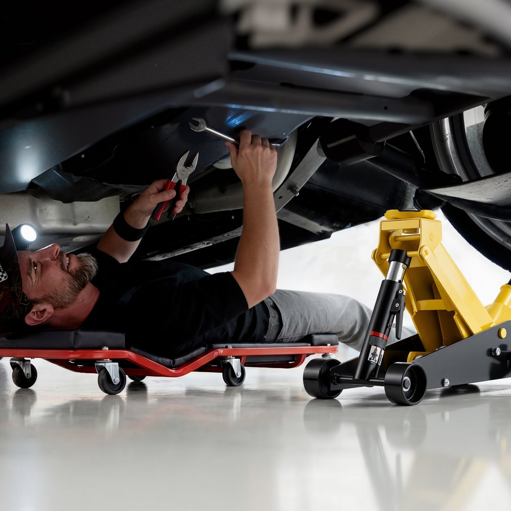 VEVOR hydraulische krik met een dagelijks hefvermogen van 3 ton, hydraulische krik met een hefhoogte van 130-500 mm, 125 mm rubberen steun en enkele cilinder, stalen autokrik met 360° mobiliteit voor auto's, SUV's, pick-ups en werkplaatsen.