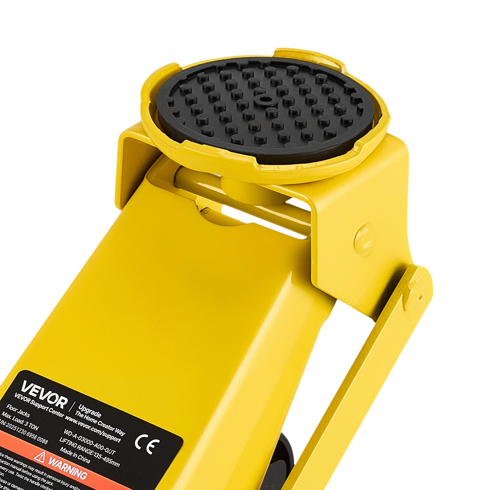 VEVOR hydraulische krik met een dagelijks hefvermogen van 3 ton, hydraulische krik met een hefhoogte van 130-500 mm, 125 mm rubberen steun en enkele cilinder, stalen autokrik met 360° mobiliteit voor auto's, SUV's, pick-ups en werkplaatsen.