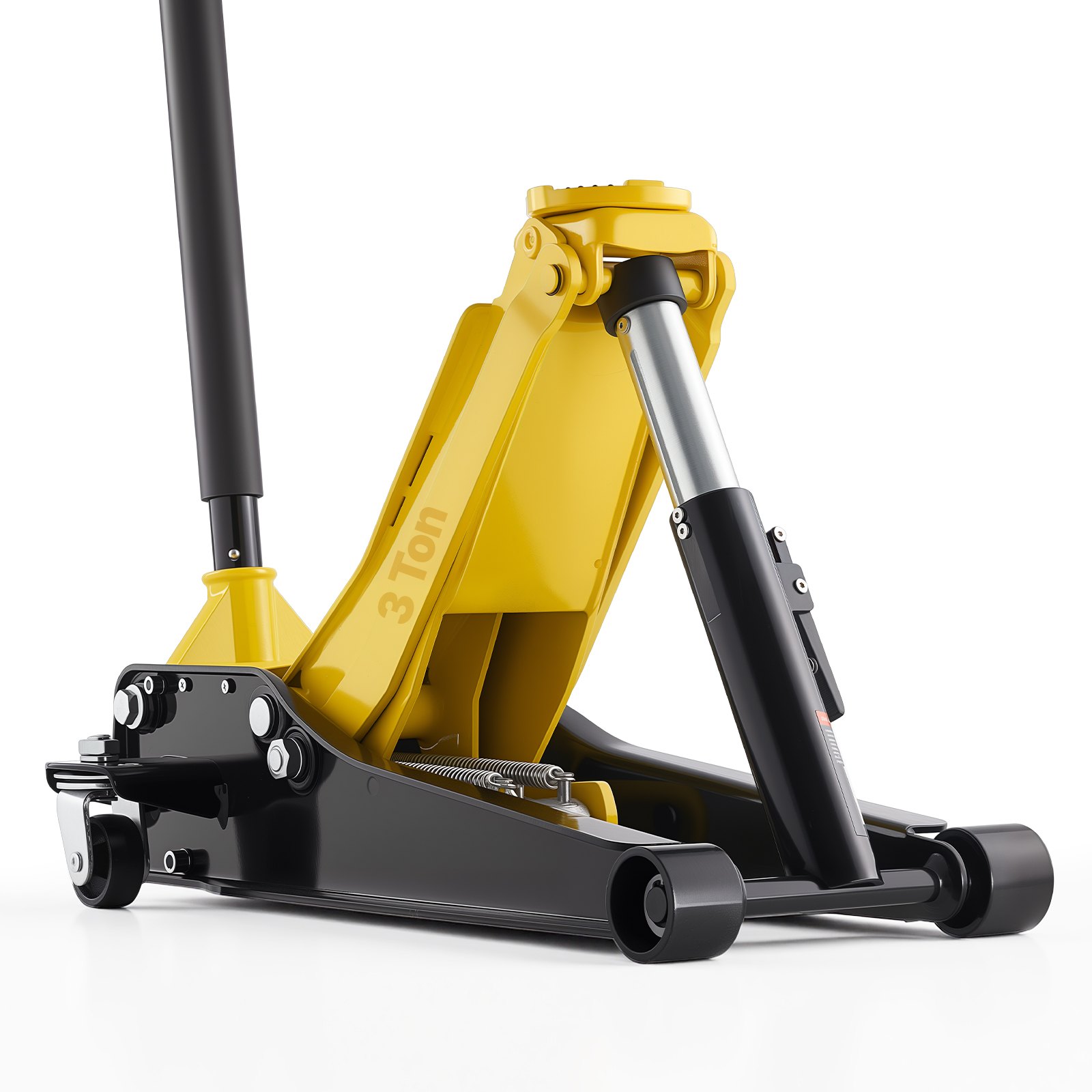 VEVOR hydraulische krik met een draagvermogen van 3 ton (dagcapaciteit), hydraulische krik met een hefhoogte van 75-500 mm, 95 mm rubberen steun en dubbele cilinder, stalen autokrik met 360° mobiliteit voor auto's, SUV's, pick-ups en werkplaatsen.