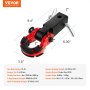 VEVOR trailer hitch receiver with 2" receiver size, 6.30" length, black and red color, and detailed specs.