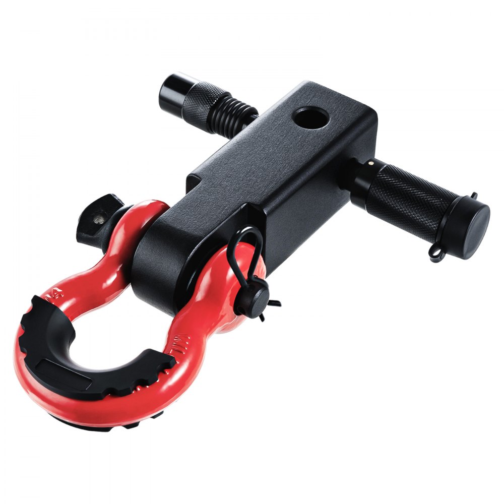 VEVOR trailer hitch receiver with red shackle and black components for secure towing.