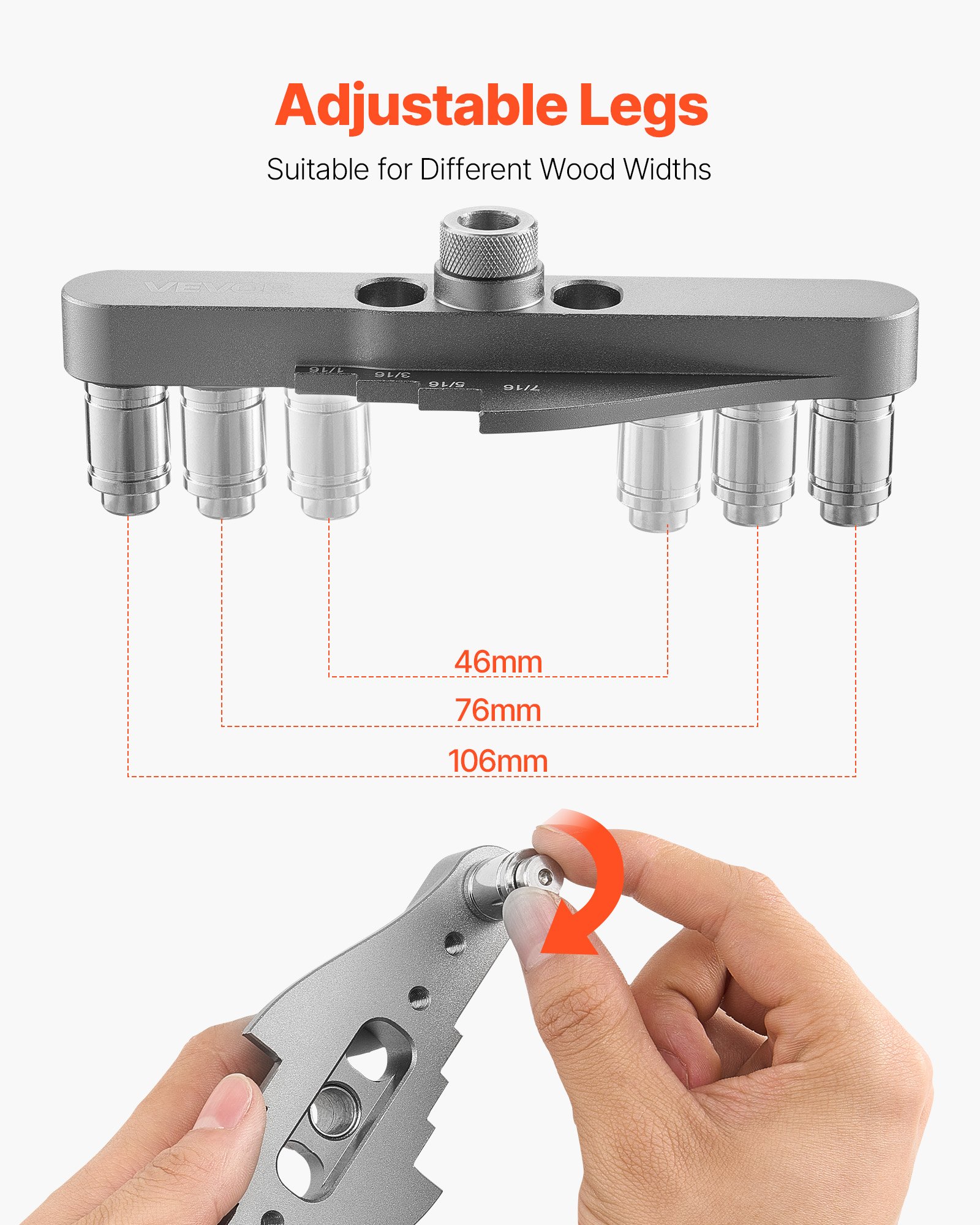 VEVOR Deuvelmalset Zelfcentrerende deuvelboormal Boormal voor rechte gaten, met boorset 6,4/7,9/9,5 mm en boorstopringset, houtbewerkingsgereedschap voor boren, markeren