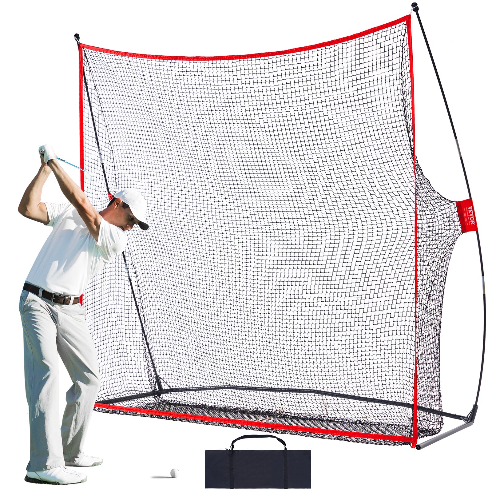 VEVOR Golf Practice Net, Gigantisch 2,3 x 2,1 m golfnet, Persoonlijke driving range voor binnen- en buitengebruik, Draagbaar golfhulpnet voor thuis met stevig frame van glasvezel en draagtas, Cadeau voor mannen, Golfliefhebbers