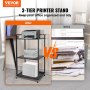 VEVOR Printertafel Printerstandaard 3-laags printerwagen met wielen Rolling Shredder Stand 52x40x102cm Office Fax Copier Scanner Home Organizer Opbergrek Zwart
